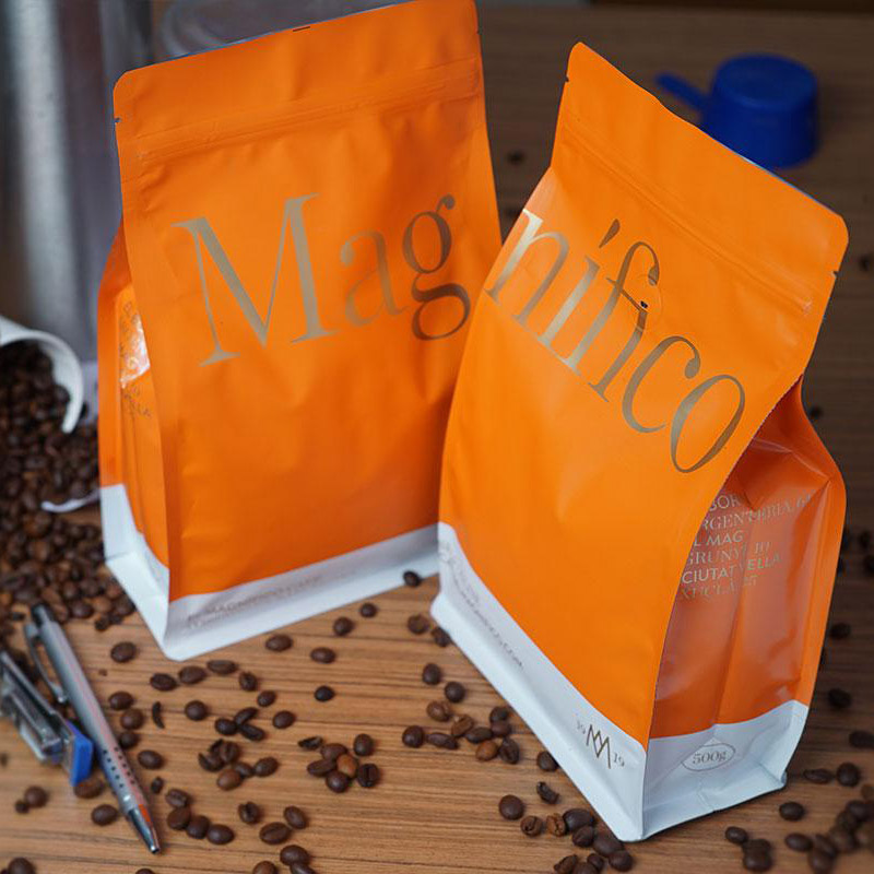 Matt Finish Coffee Side Gusset vetoketjullinen laukku